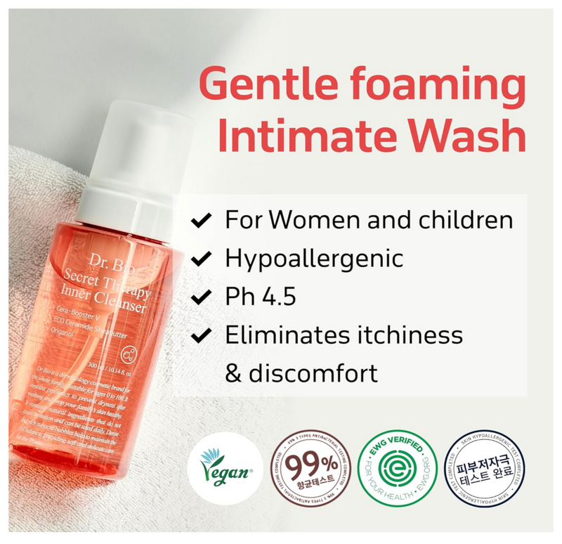 Dr.Bio Secret Therapy Korean Feminine Foaming Cleanser – pH-Balanced & Vegan (300ml)