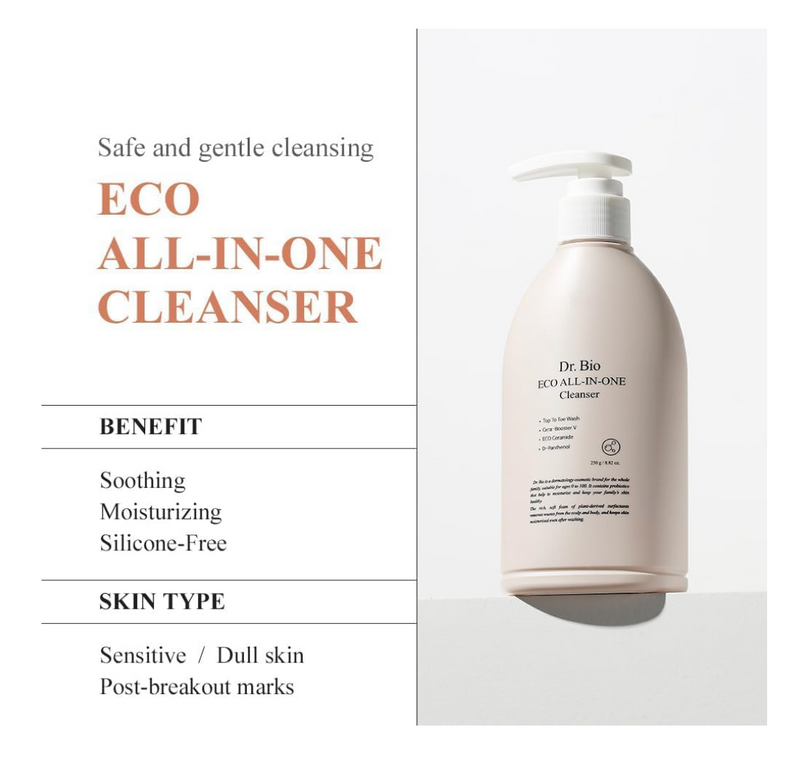 Dr.Bio Eco All-In-One Cleanser – Low pH Face, Body & Hair Wash (250g)