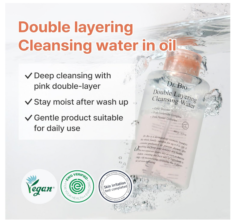 Dr.Bio Double Layering Cleansing Water – Bi-Phase Makeup Remover (480g)